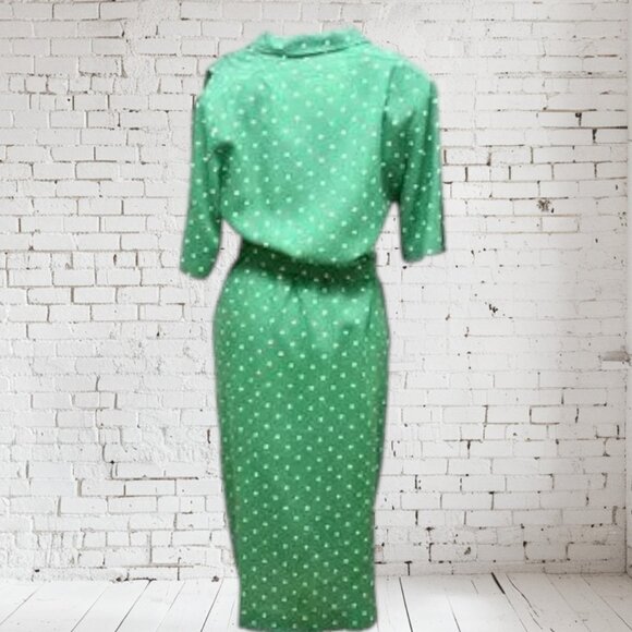Vintage Ilse M. Dress 50's Style Polka Dot Belted - Picture 4 of 9